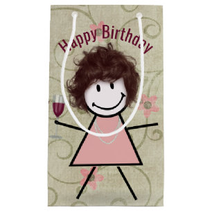Bolsa De Regalo Pequeña Niña De Cumpleaños Con Vino Rojo