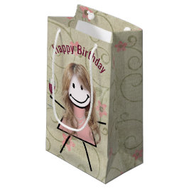 Bolsa De Regalo Pequeña Niña De Cumpleaños Con Vino Rojo