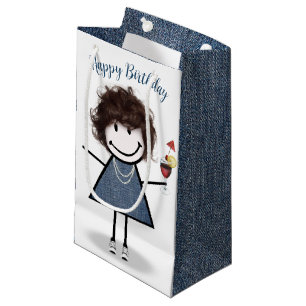 Bolsa De Regalo Pequeña Niña estilo palo de cumpleaños con cóctel