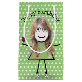 Bolsa De Regalo Pequeña Niña estilo Palo de Cumpleaños con Vidrio de Vino