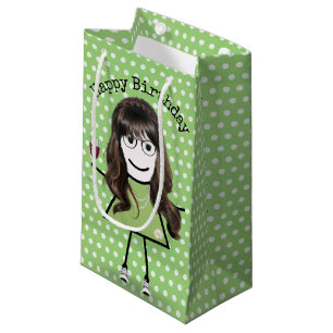 Bolsa De Regalo Pequeña Niña estilo Palo de Cumpleaños con Vidrio de Vino