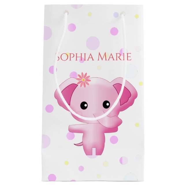Bolsa De Regalo Pequeña Niña pequeña y rosa dulce elefante (Anverso)