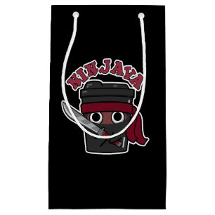 Bolsa De Regalo Pequeña Ninjava Funny Ninja Java Café Pun Dark BG