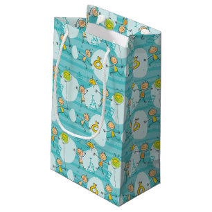 Bolsa De Regalo Pequeña Niños lindos que juegan en el modelo de la playa