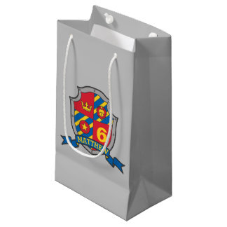 Bolsa De Regalo Pequeña Niños niños caballero escudo nombre 6º cumpleaños