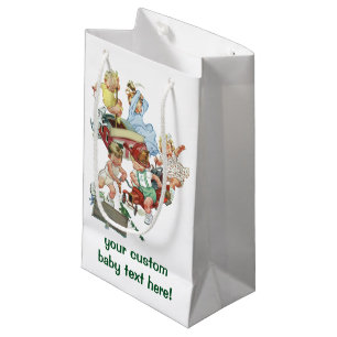 Bolsa De Regalo Pequeña Niños pequeños vintage jugando con camiones de bom