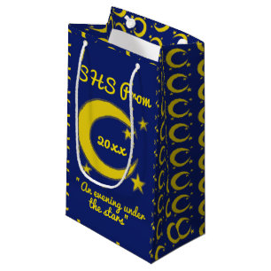 Bolsa De Regalo Pequeña Noche amarilla cielo azul luna creciente de la lun