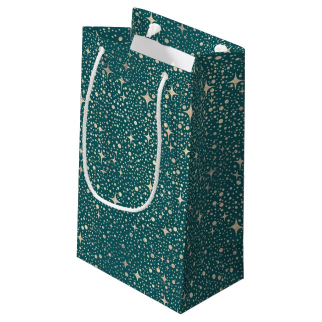 Bolsa De Regalo Pequeña Nocturno Cielo Estrellas Celestial Verde azulado y (Angulo reverso)