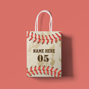 Bolsa De Regalo Pequeña Nombre de béisbol vintage personalizado número ret
