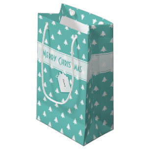 Bolsa De Regalo Pequeña Nombre de etiqueta de regalo: Patrón de árbol azul