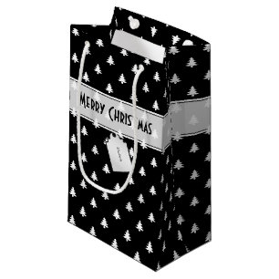 Bolsa De Regalo Pequeña Nombre de etiqueta de regalo: Patrón de árbol negr
