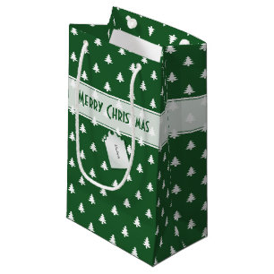 Bolsa De Regalo Pequeña Nombre de etiqueta de regalo: Patrón de árbol verd