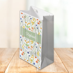 Bolsa De Regalo Pequeña Nombre de flor silvestre acuarela