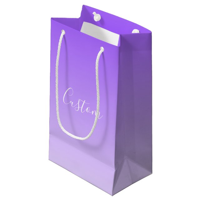Bolsa De Regalo Pequeña Nombre de guión cursivo y ombre morado claro edita (Angulo Anverso)