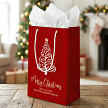 Nombre de guión divertido árbol de Navidad rojo al