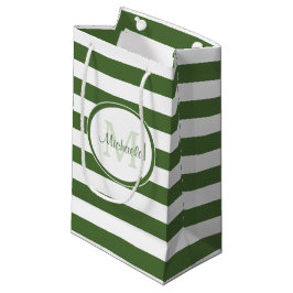 Bolsa De Regalo Pequeña Nombre de moda Big True Green Stripes and Monogram