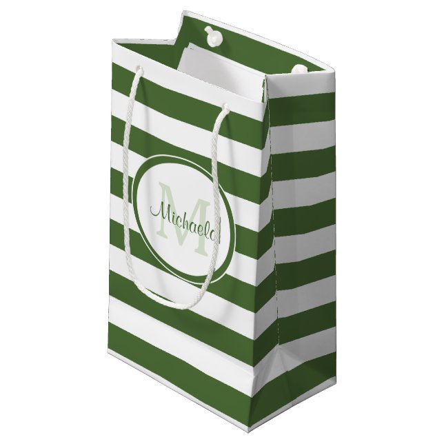 Bolsa De Regalo Pequeña Nombre de moda Big True Green Stripes and Monogram (Angulo Anverso)