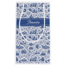 Bolsa De Regalo Pequeña Nombre de rama de rosa de toile francés azul