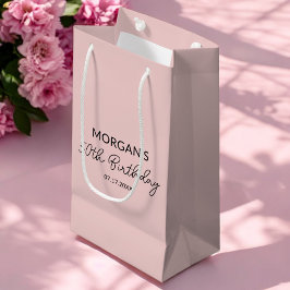Bolsa De Regalo Pequeña Nombre del Monograma Rosa Rubor de Cumpleaños