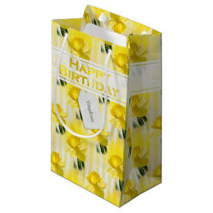 Bolsa De Regalo Pequeña Nombre "Feliz cumpleaños" Fotografía amarilla de