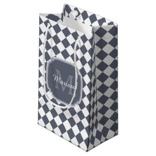 Bolsa De Regalo Pequeña Nombre monogramado de color gris y blanco trendy