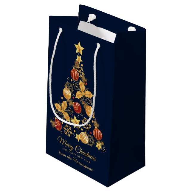 Bolsa De Regalo Pequeña Nombre personalizado Árbol de Navidad decorativo (Angulo reverso)