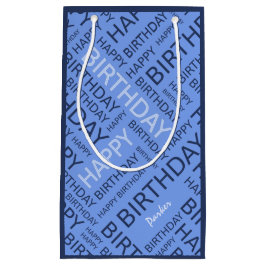 Bolsa De Regalo Pequeña Nombre personalizado de Birday cool blues