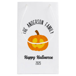 Bolsa De Regalo Pequeña Nombre personalizado de la cara de calabaza brilla