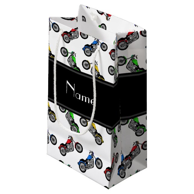 Bolsa De Regalo Pequeña Nombre personalizado de las motocicletas blancas (Angulo Anverso)