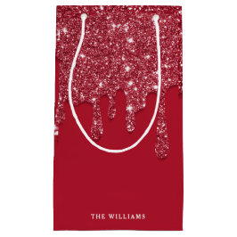 Bolsa De Regalo Pequeña Nombre personalizado del Purpurina rojo Drip