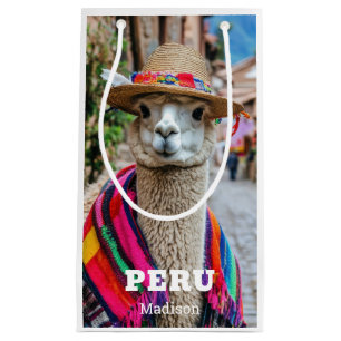 Bolsa De Regalo Pequeña Nombre personalizado Perú Llama