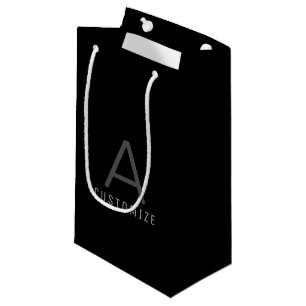 Bolsa De Regalo Pequeña Nombre personalizado simple negro inicial moderno