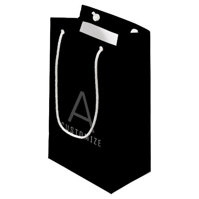 Bolsa De Regalo Pequeña Nombre personalizado simple negro inicial moderno (Angulo Anverso)