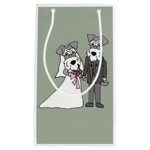 Bolsa De Regalo Pequeña Novia de perro Schnauzer y Boda de Groom en miniat