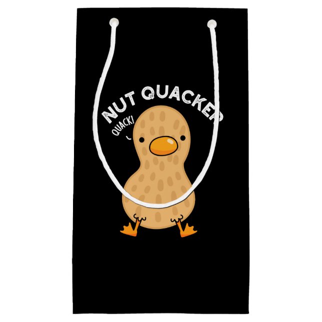 Bolsa De Regalo Pequeña Nut Quacker Funny Peanut Puns Dark BG (Anverso)