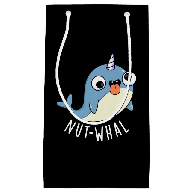 Bolsa De Regalo Pequeña Nut-whal Funny Narwhal Pun Dark BG (Anverso)