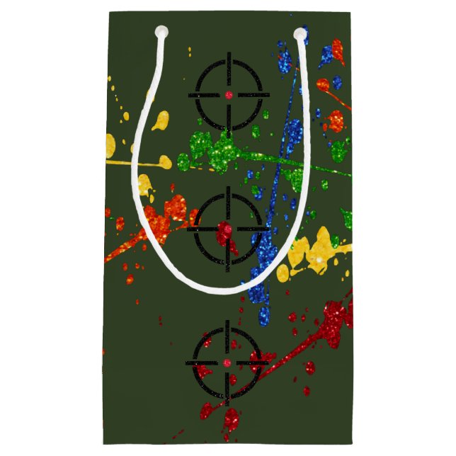 Bolsa De Regalo Pequeña Objetivos de purpurina Fiesta Paintball (Anverso)