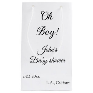 Bolsa De Regalo Pequeña oh chico chica baby shower añadir nombre fecha año
