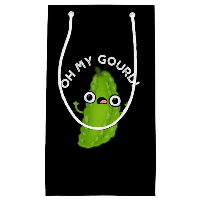 Bolsa De Regalo Pequeña Oh My Gourd Funny Veggie Pun Dark BG (Anverso)