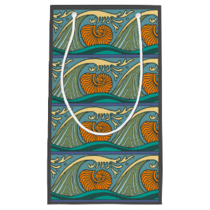 Bolsa De Regalo Pequeña Olas del océano azul Nautilus Seashell Pattern Nou