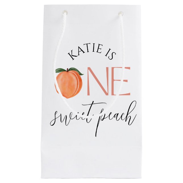 Bolsa De Regalo Pequeña One Sweet Peach First Birthday (Anverso)