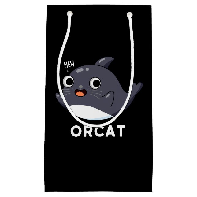 Bolsa De Regalo Pequeña Orcat Funny Cat Orca Pun Dark BG (Anverso)