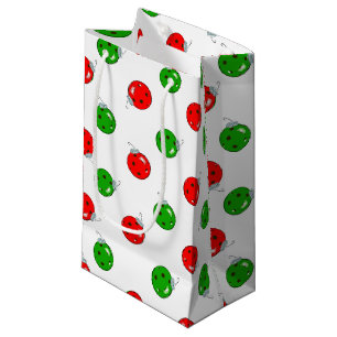Bolsa De Regalo Pequeña Ornamentos navideños de pellebol verde rojo en bla