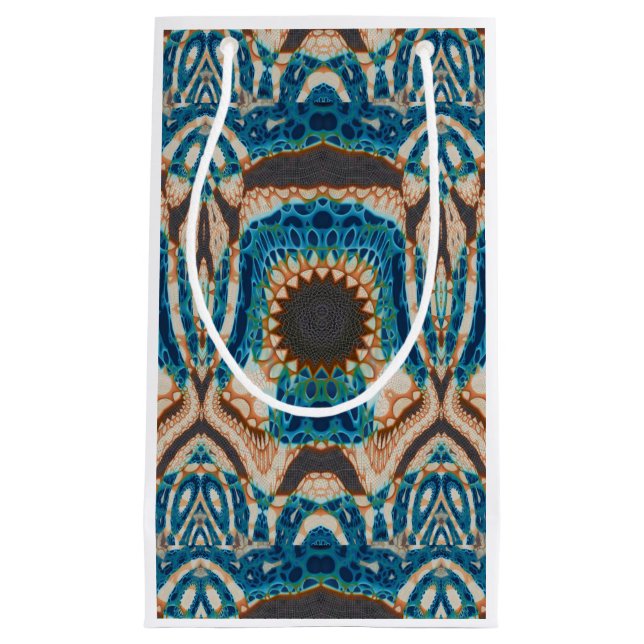 Bolsa De Regalo Pequeña Oro turquesa Sol Southwestern Art (Anverso)