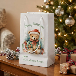 Bolsa De Regalo Pequeña Oso de Navidad Vintage Adorable