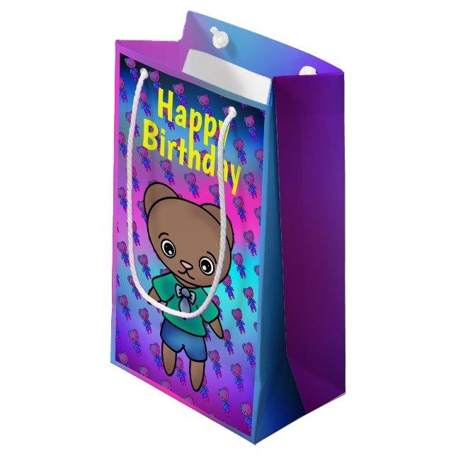 Bolsa De Regalo Pequeña Oso de peluche para los cumpleaños (Angulo Anverso)