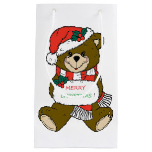 BOLSA DE REGALO PEQUEÑA OSO DE TEDDÍA "MERRY CHRISTMAS"