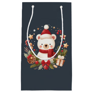 Bolsa De Regalo Pequeña Oso lindo de Navidad/invierno en guirnalda