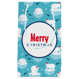 Bolsa De Regalo Pequeña Osos polares cortos en el patrón de Navidades Sant