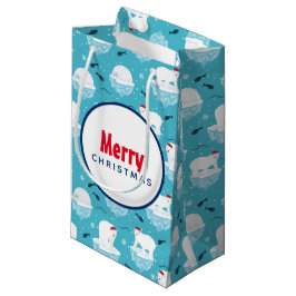 Bolsa De Regalo Pequeña Osos polares cortos en el patrón de Navidades Sant